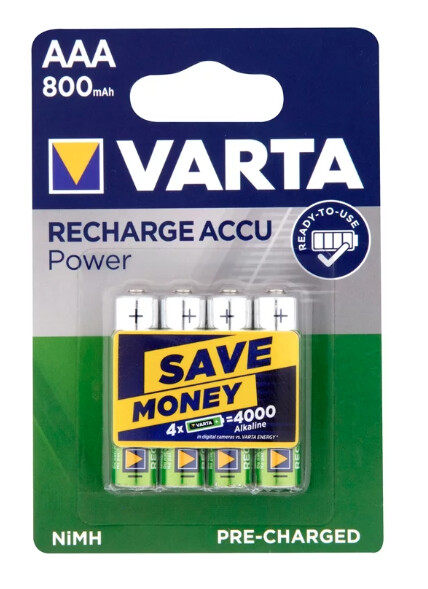 4 x Varta NiMH AAA Rechargeable Batteries