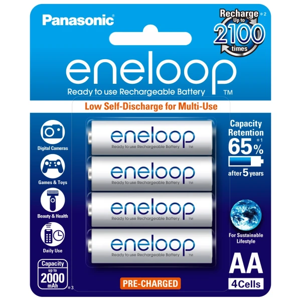 4 x Eneloop Ni–MH Rechargeable AA Batteries