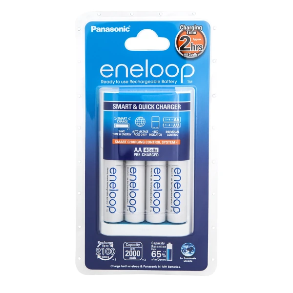 Eneloop "Quick" AA/AAA Battery Charger + 4 AA Batteries
