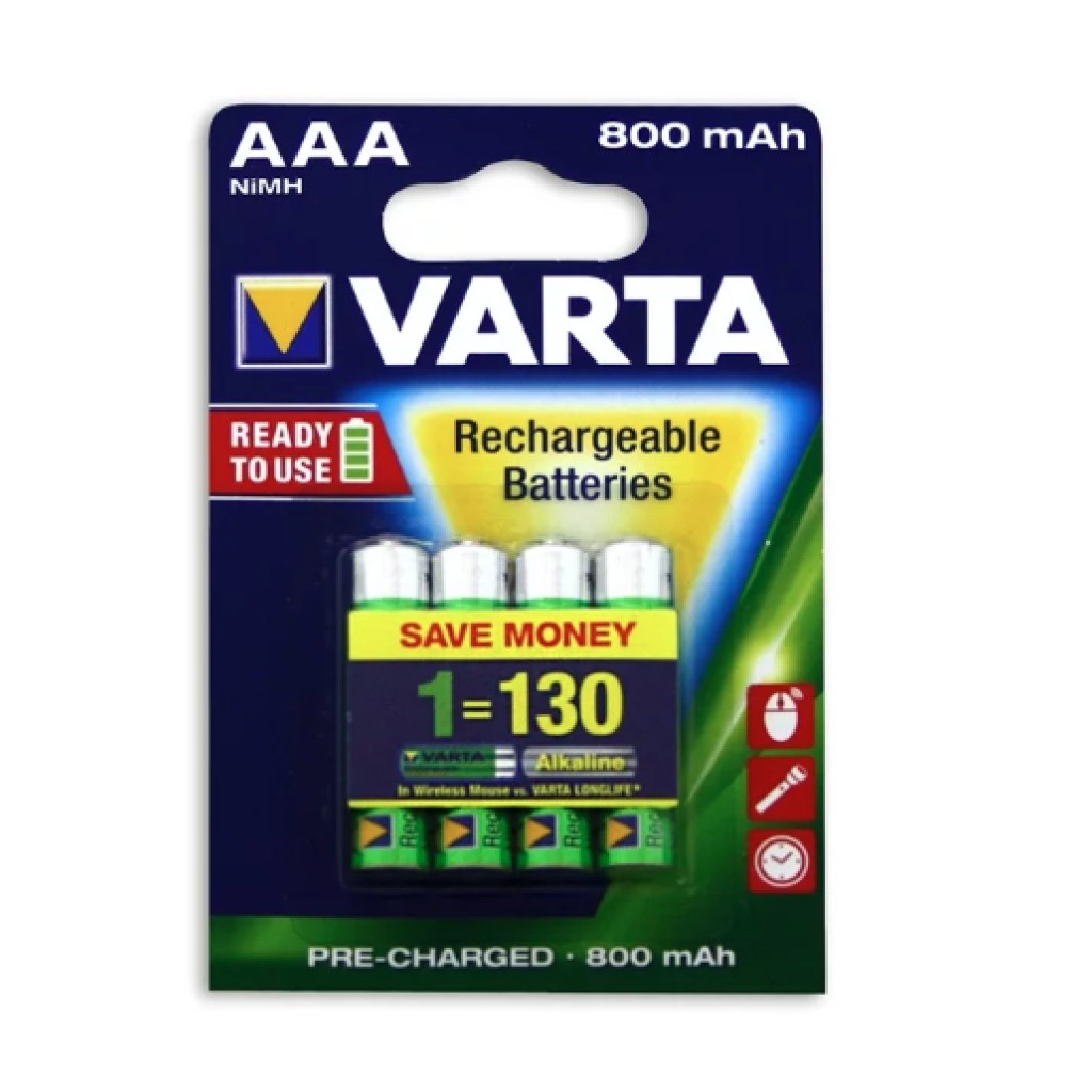 4 x Varta NiMH AAA Rechargeable Batteries Ausbatteries